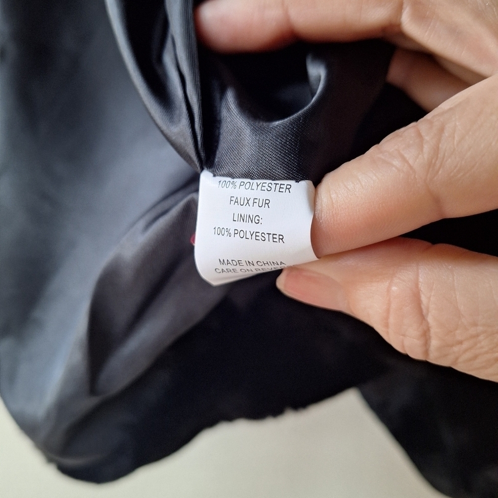 WD NY  Womens Black Faux Fur Cropped Open Jacket Size XL - Picture 5 of 7